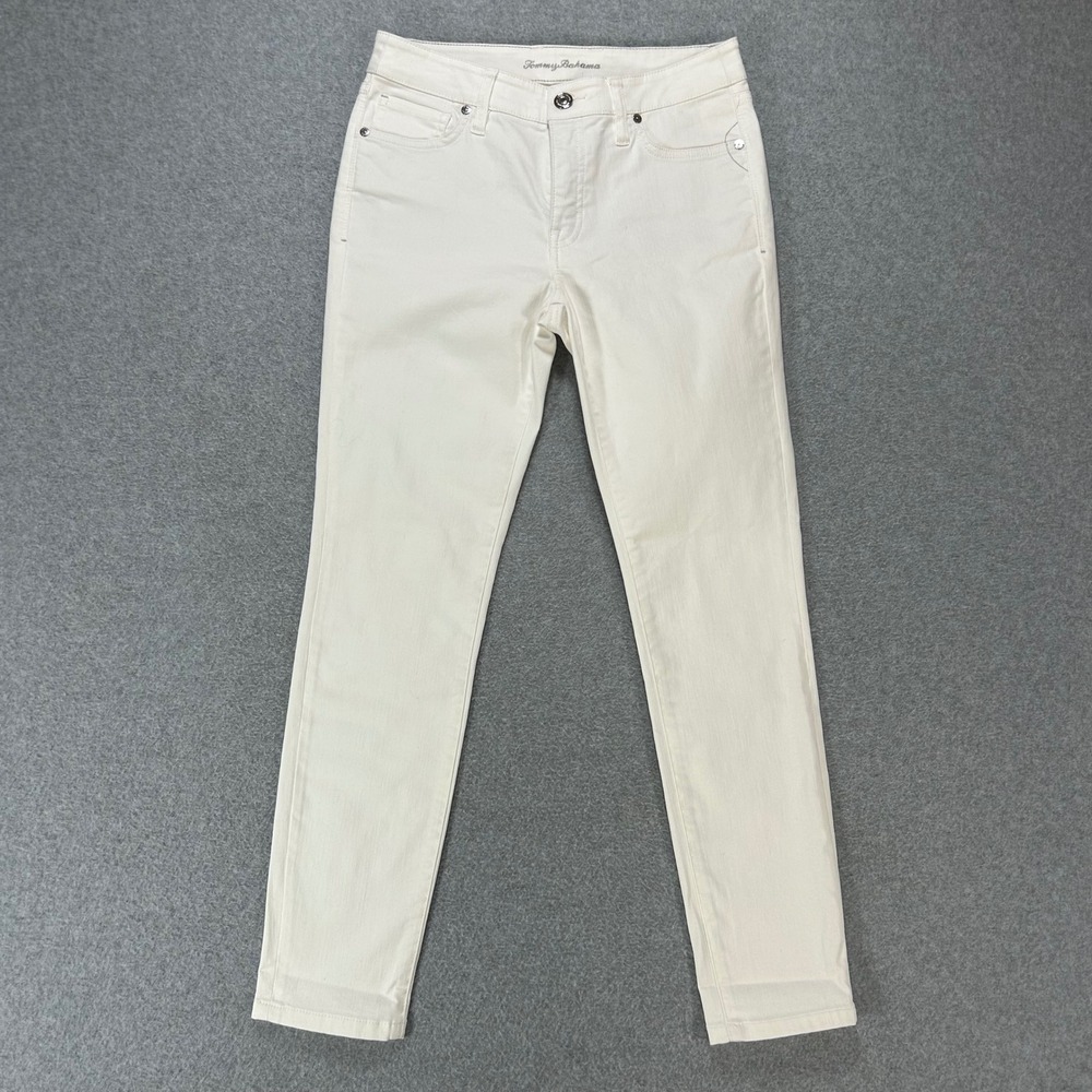 Tommy Bahama Pants Ella Twill Womens 2 White High Rise Ankle Coastal Casual